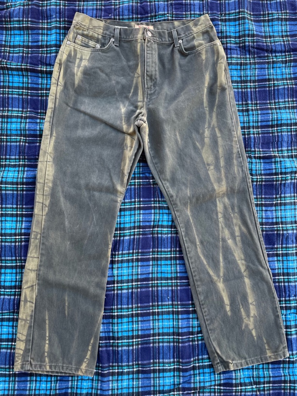 Zena | Vintage 90s Green Bleached Dyed Jeans